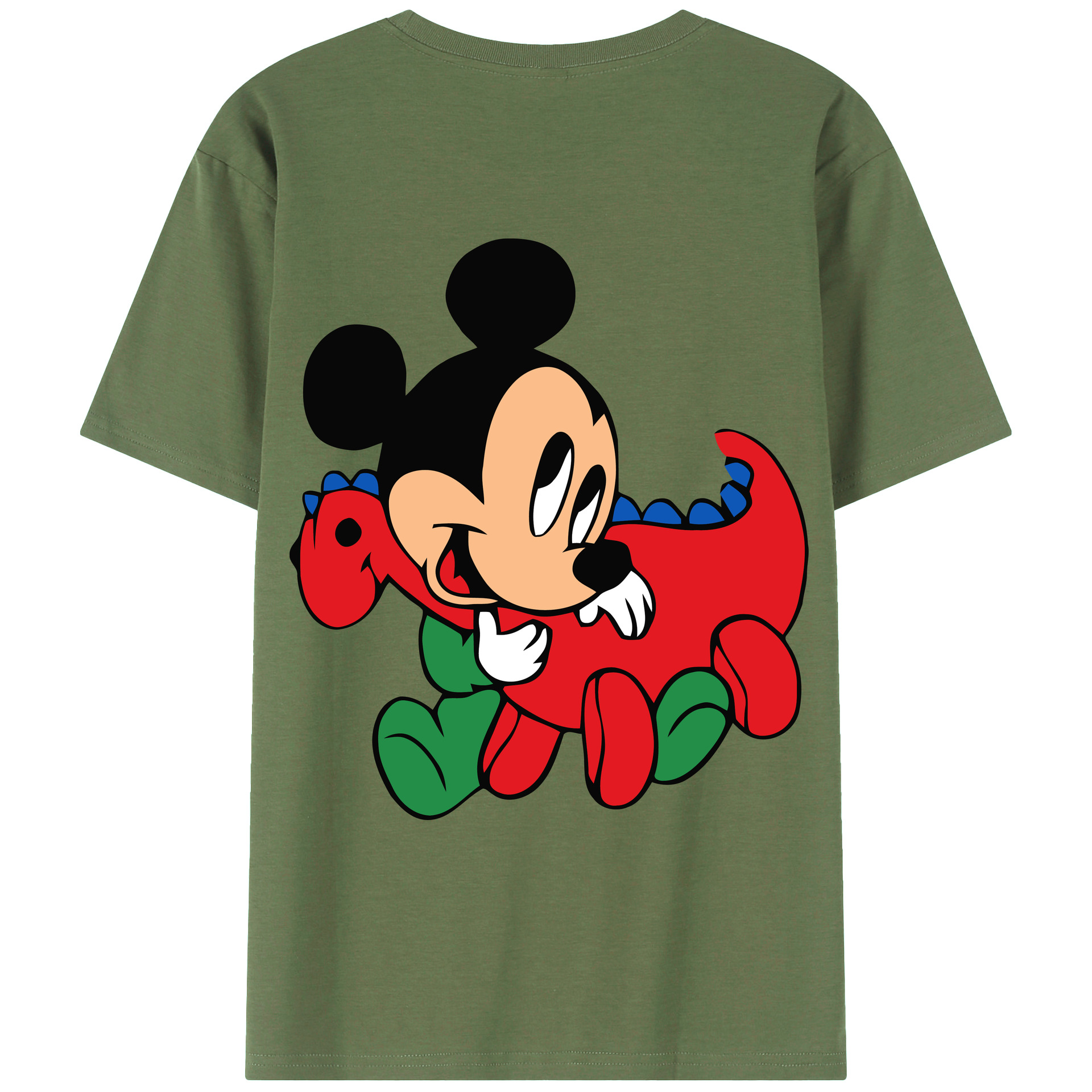 ミッキーマウス Mickey Mouse 綿100％ メンズ半袖Tシャツ（バックプリント） 通気性